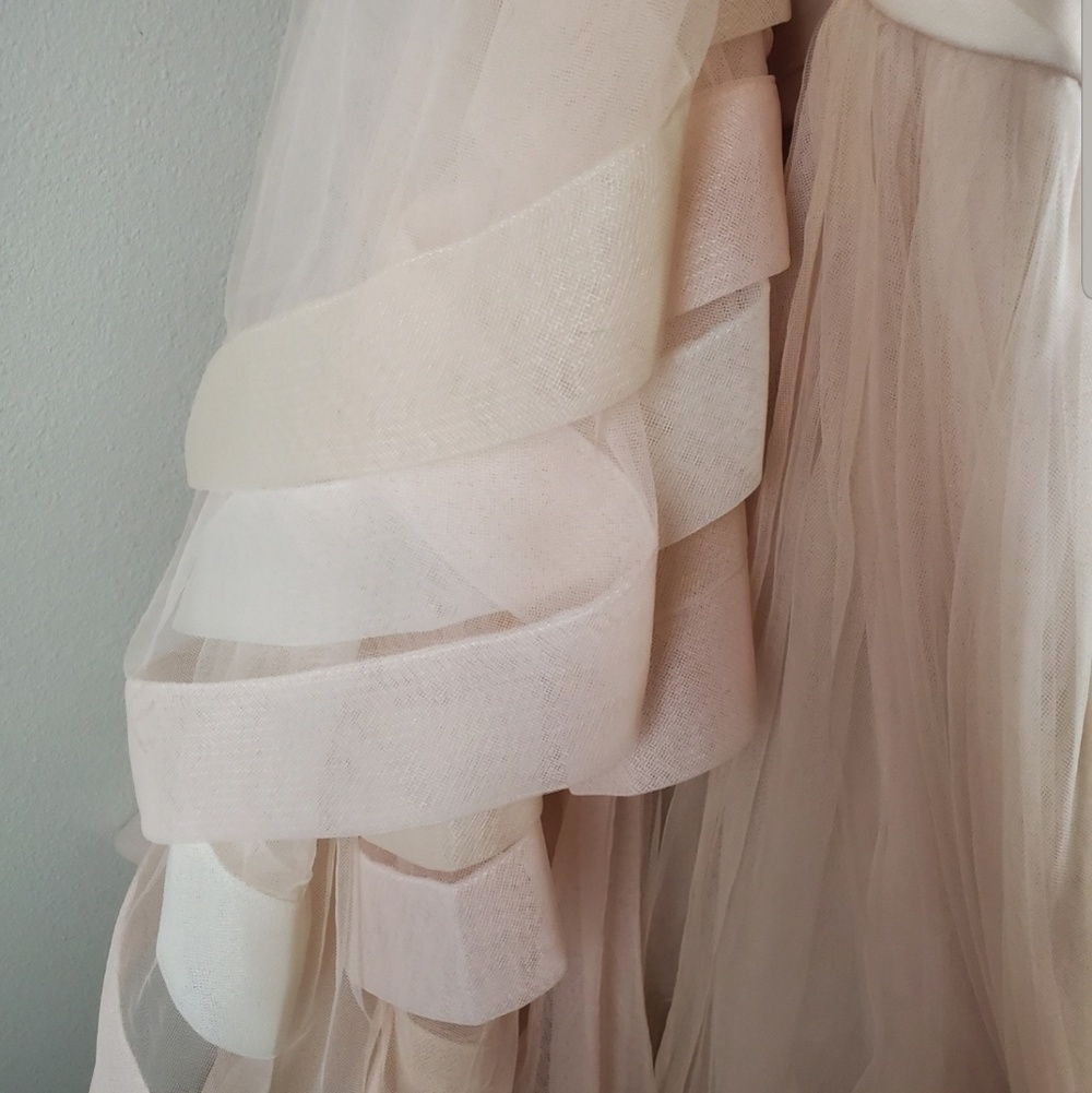 Vera Wang Blush/Ivory Wedding Dress Pink Tulle Trumpet Fitted W/train SZ 10/12 - Picture 4 of 12